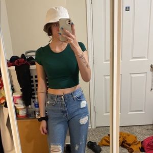 Green crop top